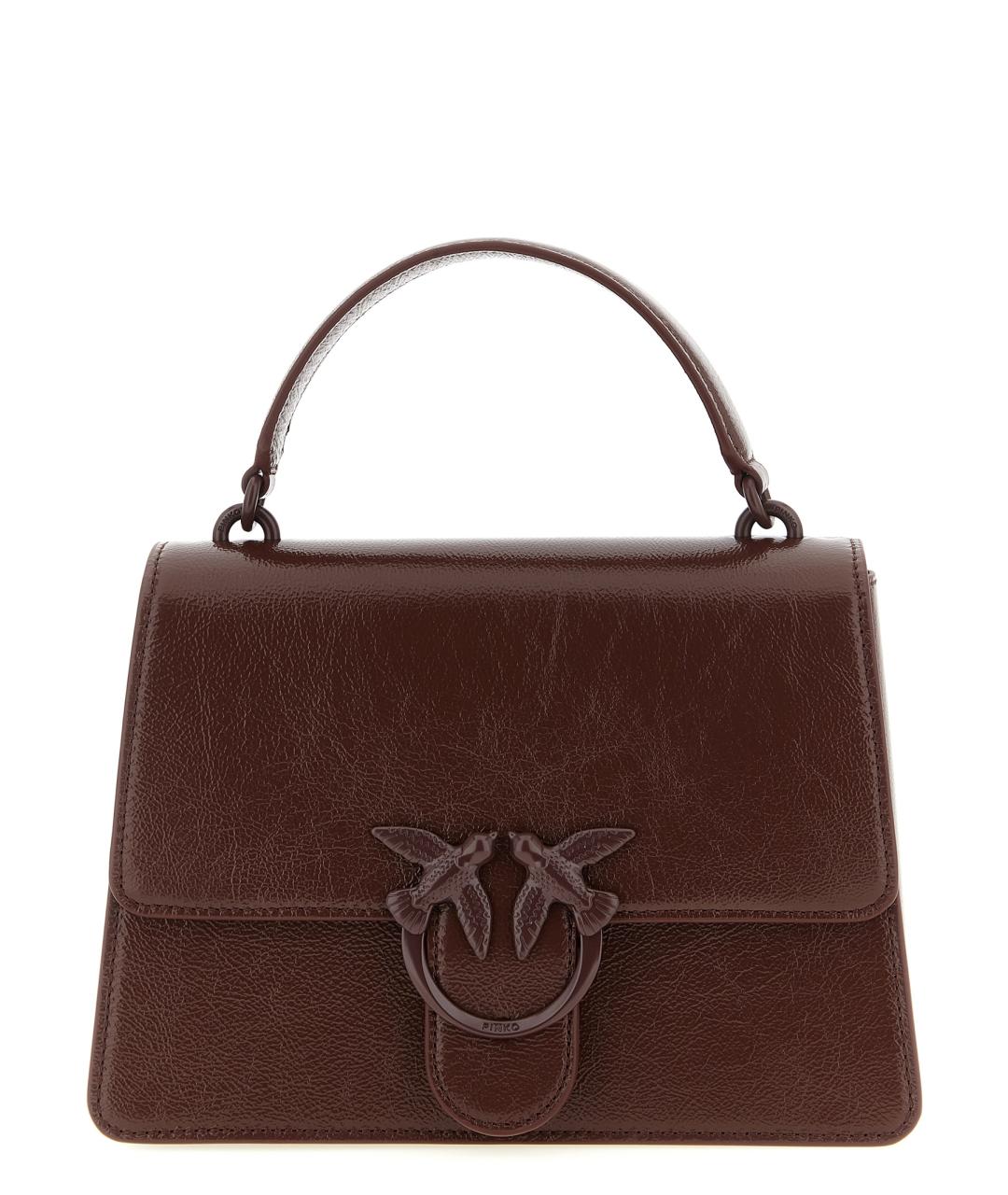 PINKO Бордовая кожаная сумка с короткими ручками, фото 1