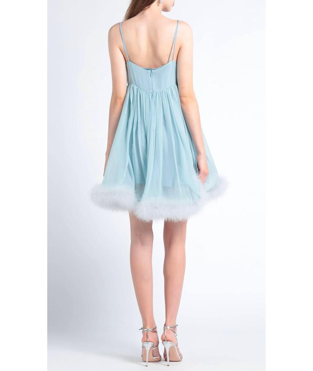 DOLCE&GABBANA Голубое шелковое коктейльное платье, фото 3