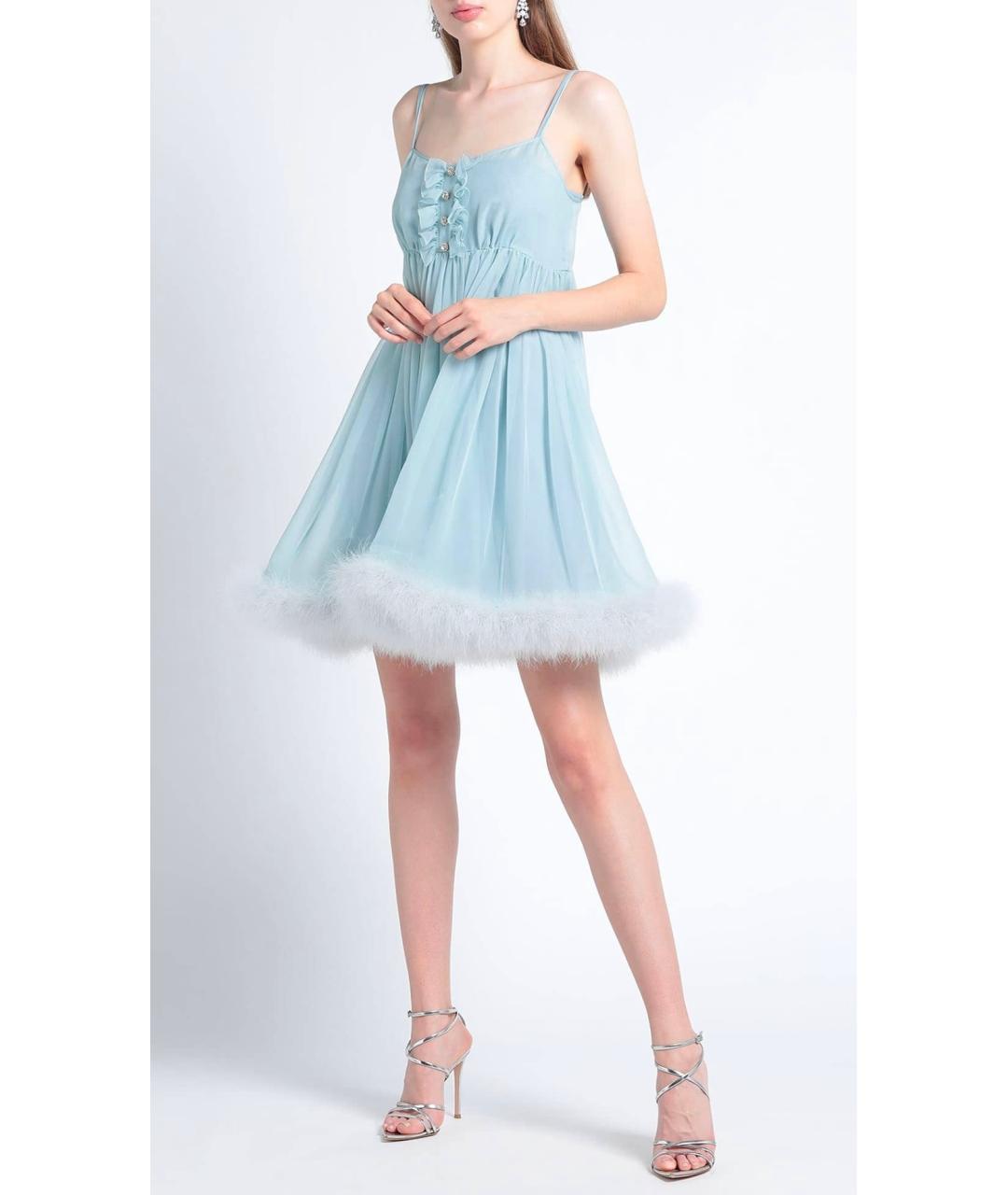 DOLCE&GABBANA Голубое шелковое коктейльное платье, фото 2