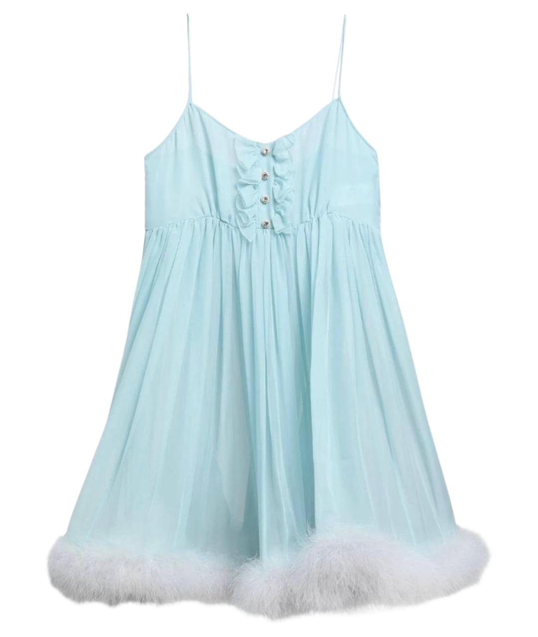 DOLCE&GABBANA Голубое шелковое коктейльное платье, фото 1