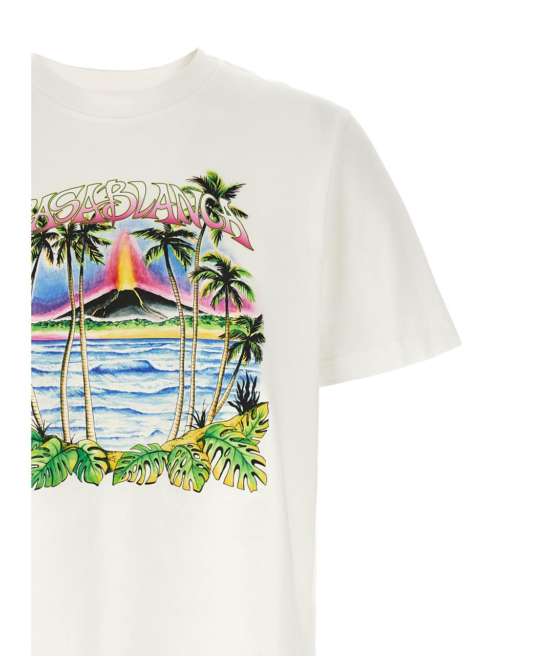 CASABLANCA Белая хлопковая футболка, фото 3