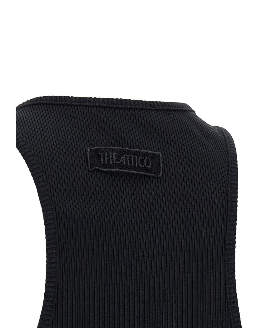 THE ATTICO Черное хлопковое коктейльное платье, фото 4