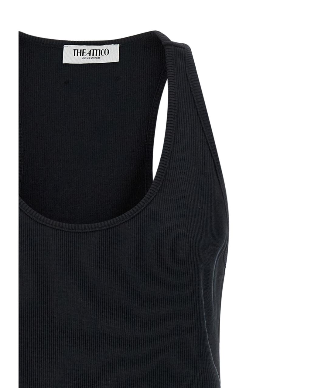 THE ATTICO Черное хлопковое коктейльное платье, фото 3