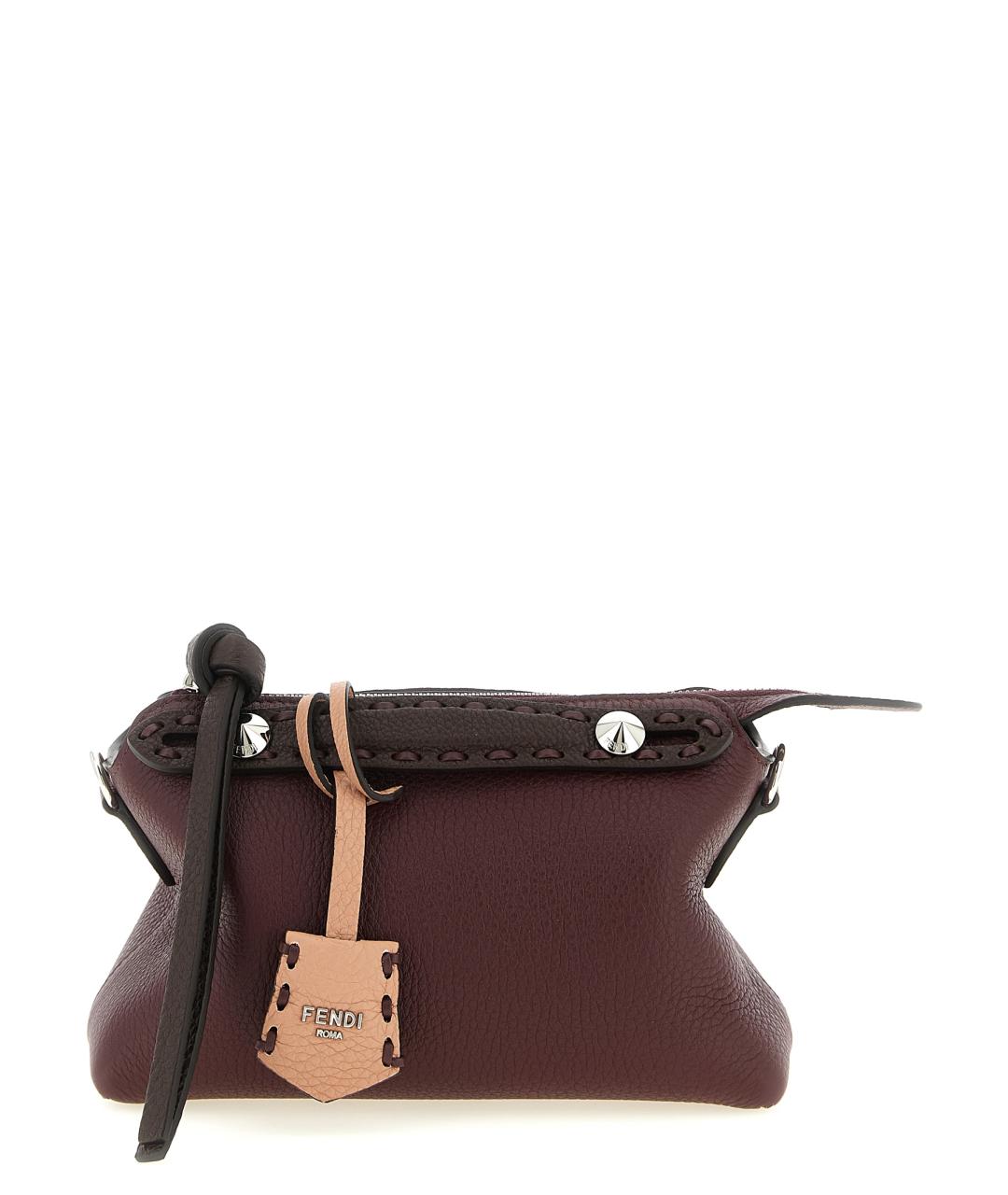 FENDI Бордовая кожаная сумка тоут, фото 1