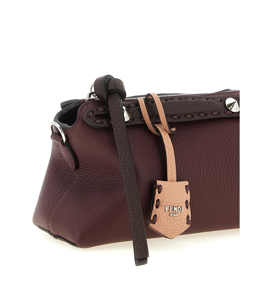 FENDI Бордовая кожаная сумка тоут, фото 3