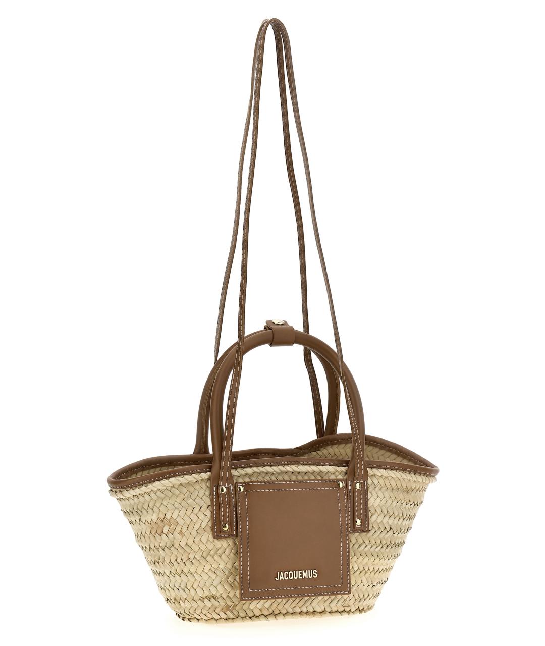 JACQUEMUS Бежевая пелетеная сумка тоут, фото 3