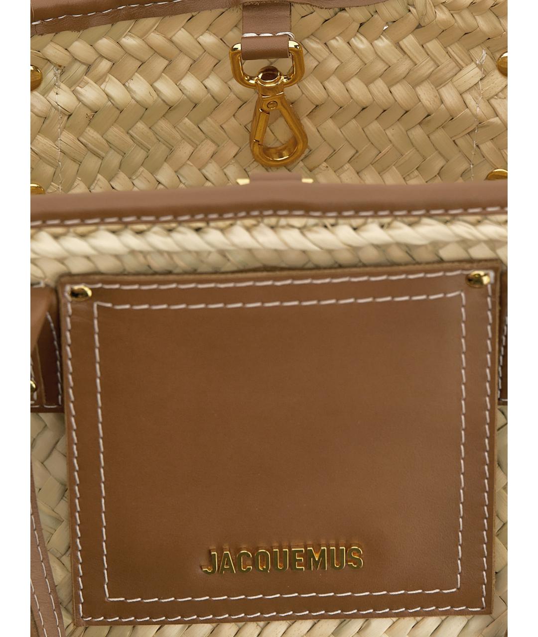 JACQUEMUS Бежевая пелетеная сумка тоут, фото 4