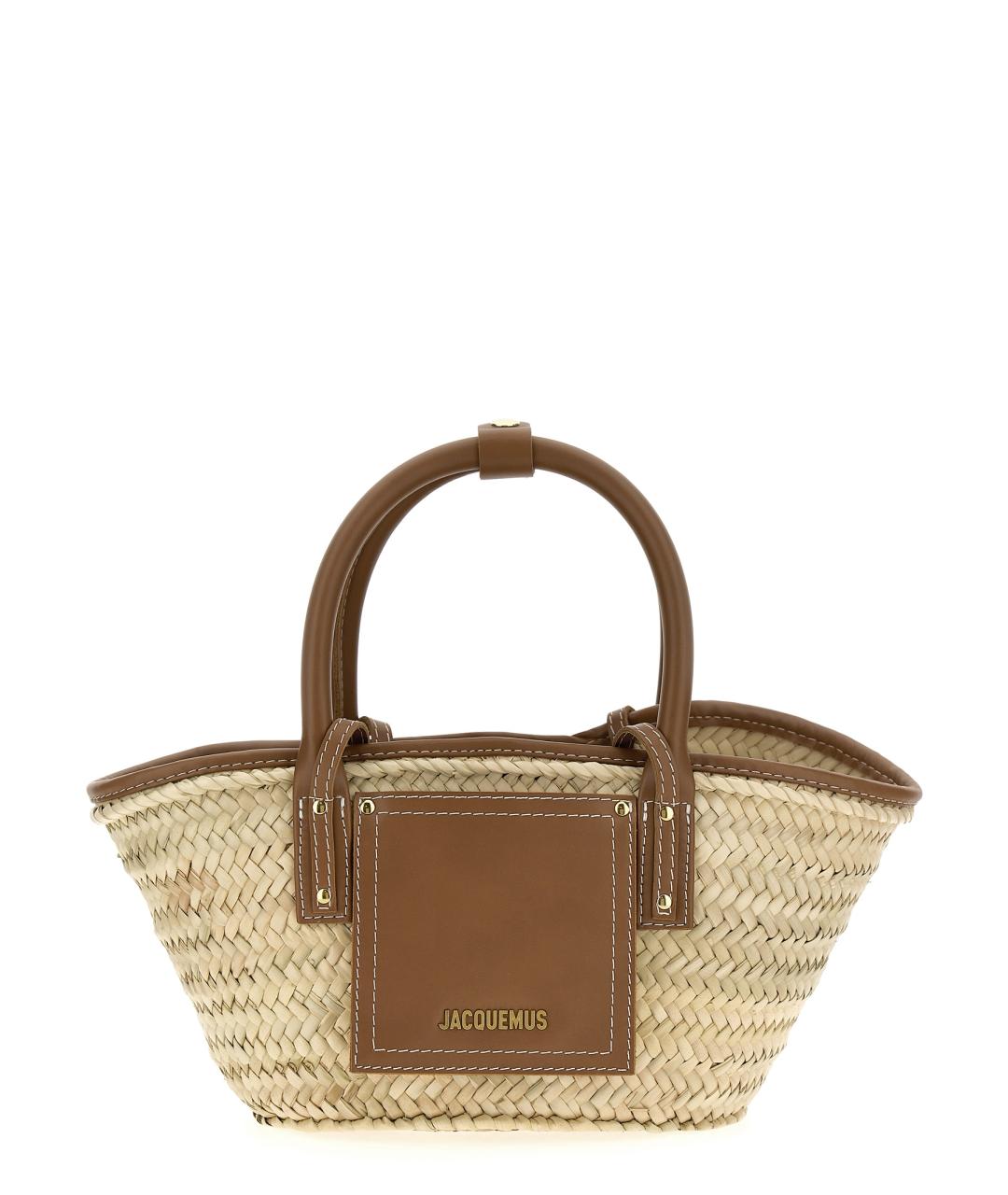 JACQUEMUS Бежевая пелетеная сумка тоут, фото 1