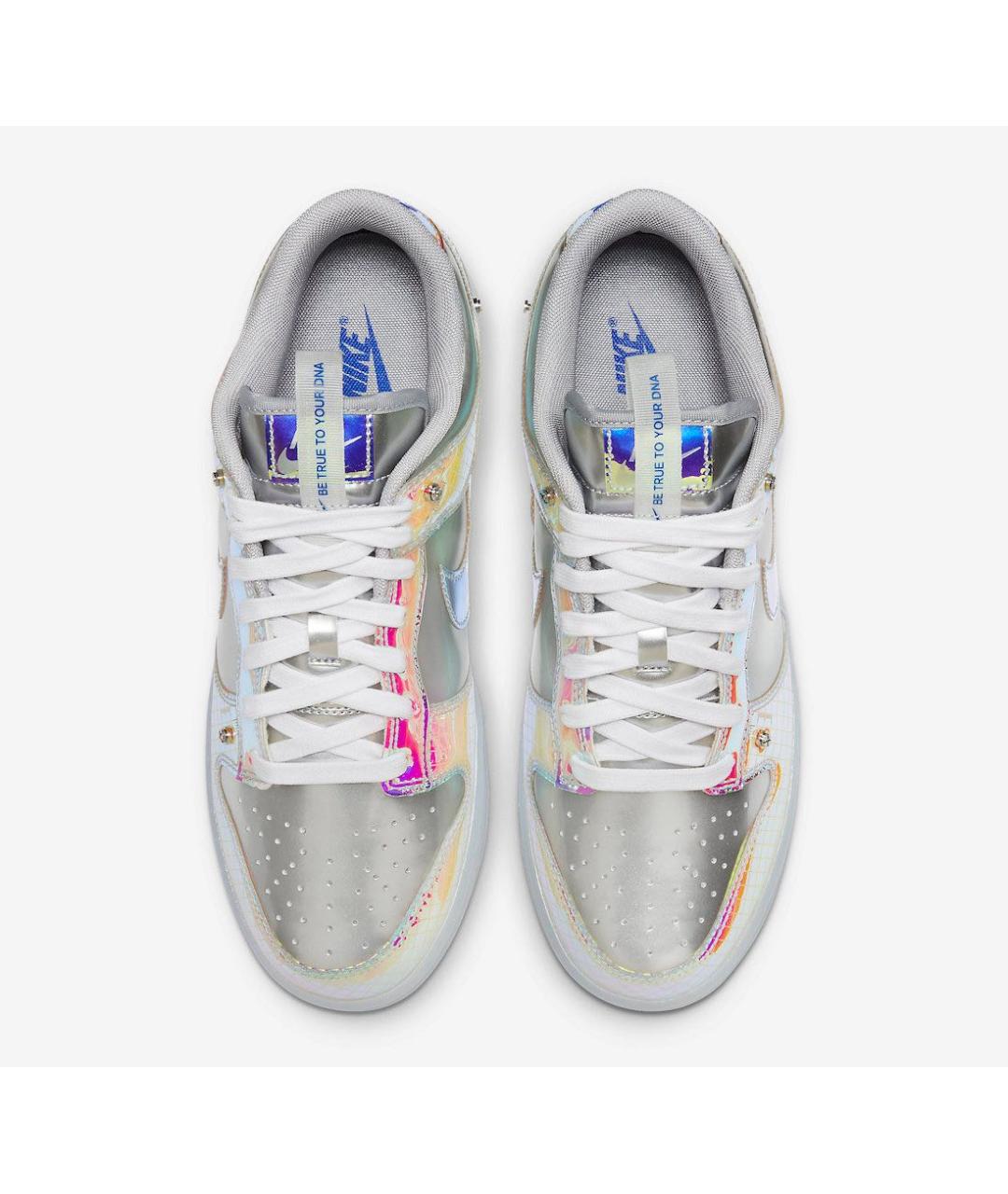 NIKE Серебряные низкие кроссовки / кеды из искусственной кожи, фото 3