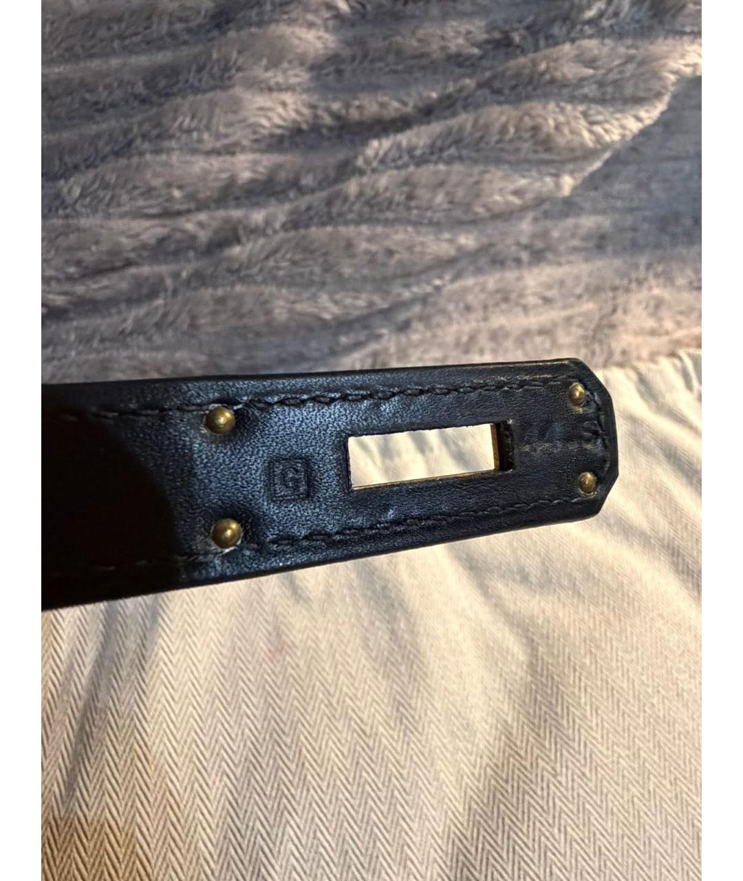 HERMES Черная кожаная сумка с короткими ручками, фото 5