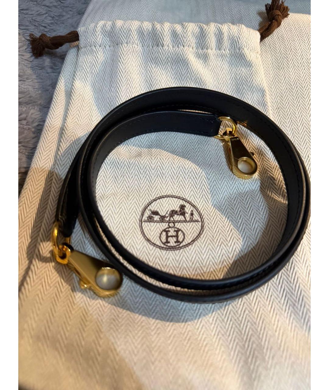 HERMES Черная кожаная сумка с короткими ручками, фото 6