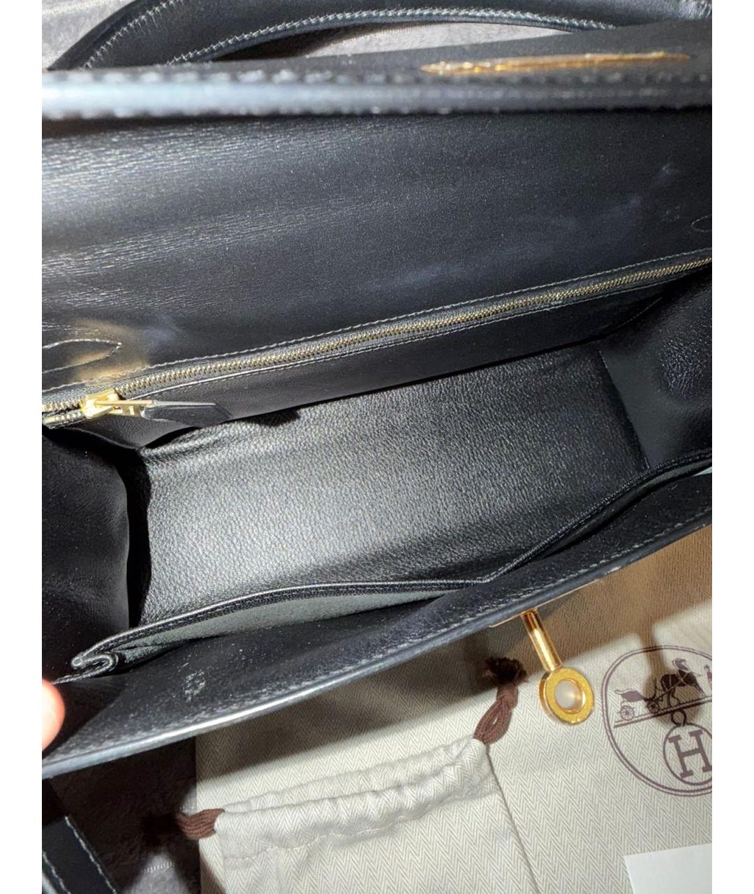 HERMES Черная кожаная сумка с короткими ручками, фото 8