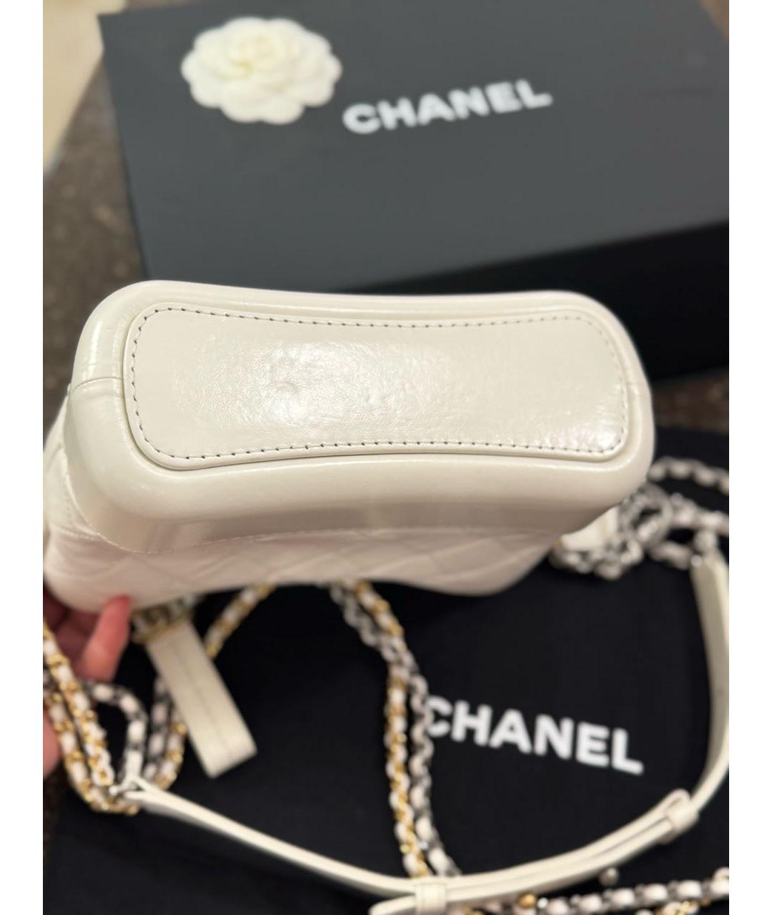 CHANEL Белая кожаная сумка через плечо, фото 6