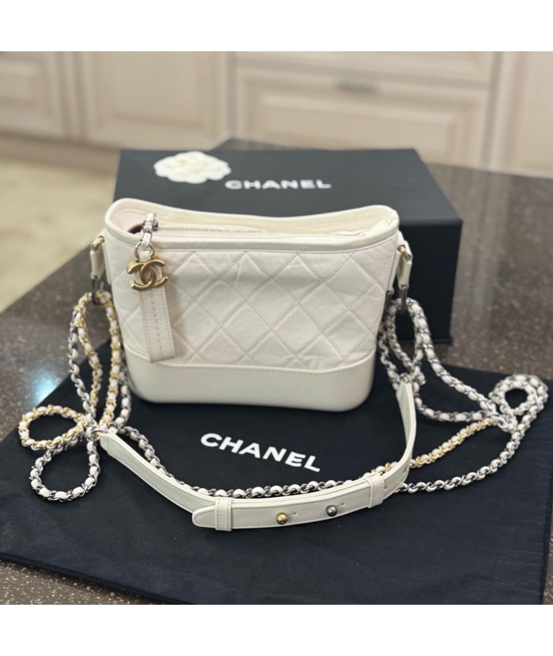 CHANEL Белая кожаная сумка через плечо, фото 8