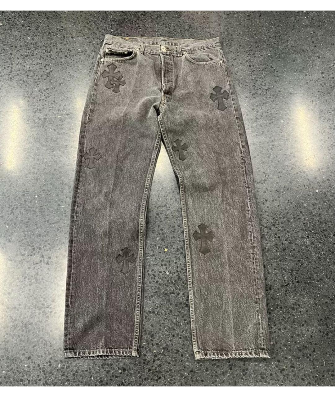 CHROME HEARTS Антрацитовые прямые джинсы, фото 7