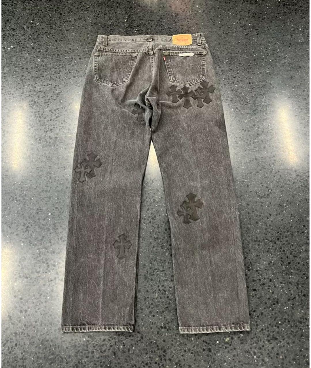 CHROME HEARTS Антрацитовые прямые джинсы, фото 2