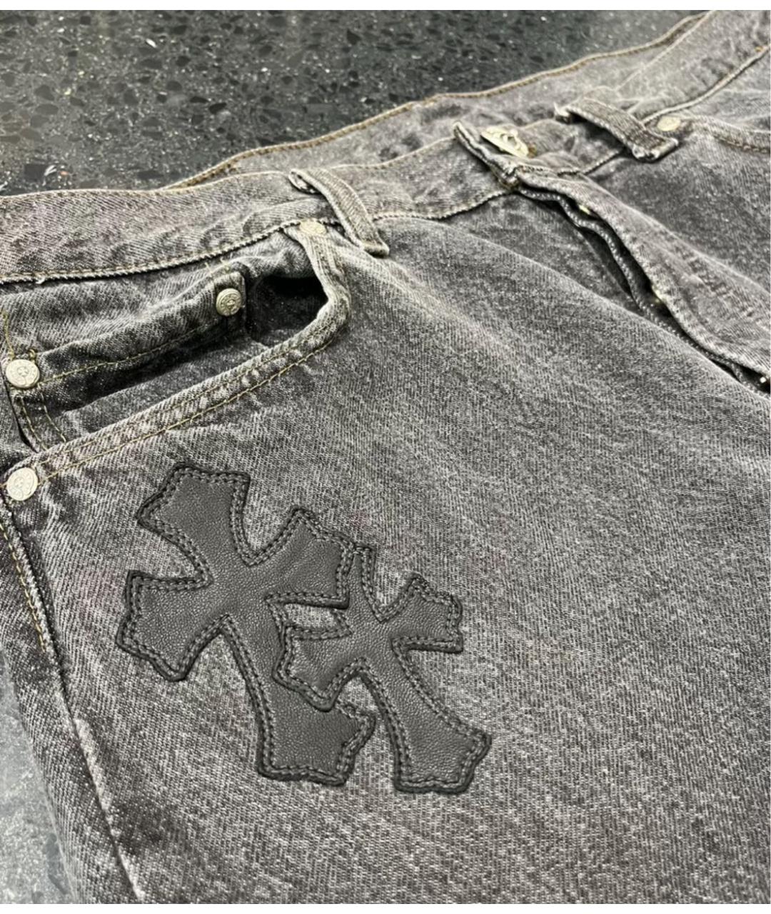 CHROME HEARTS Антрацитовые прямые джинсы, фото 3