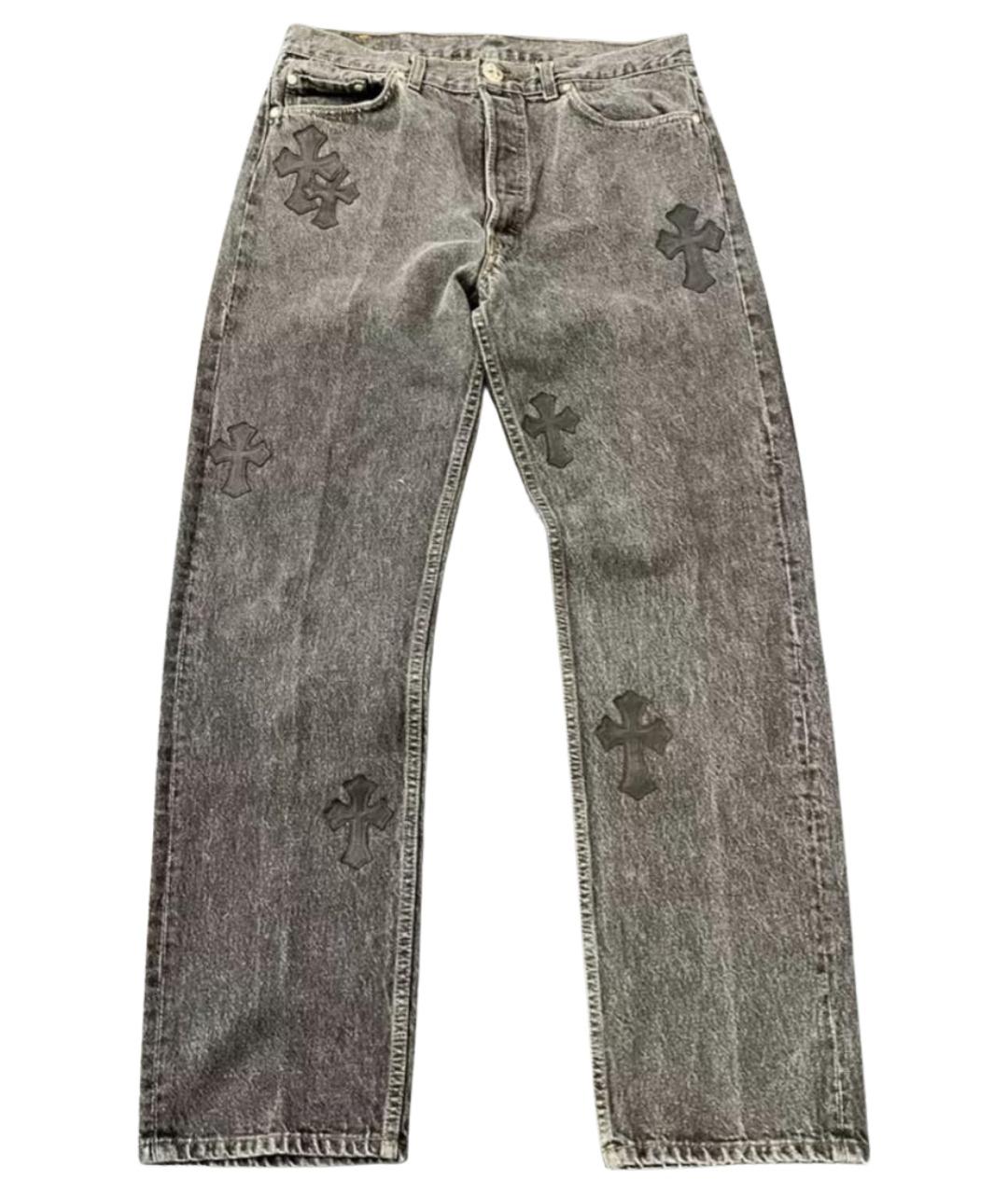 CHROME HEARTS Антрацитовые прямые джинсы, фото 1