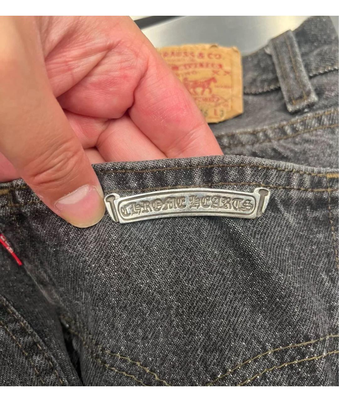 CHROME HEARTS Антрацитовые прямые джинсы, фото 4