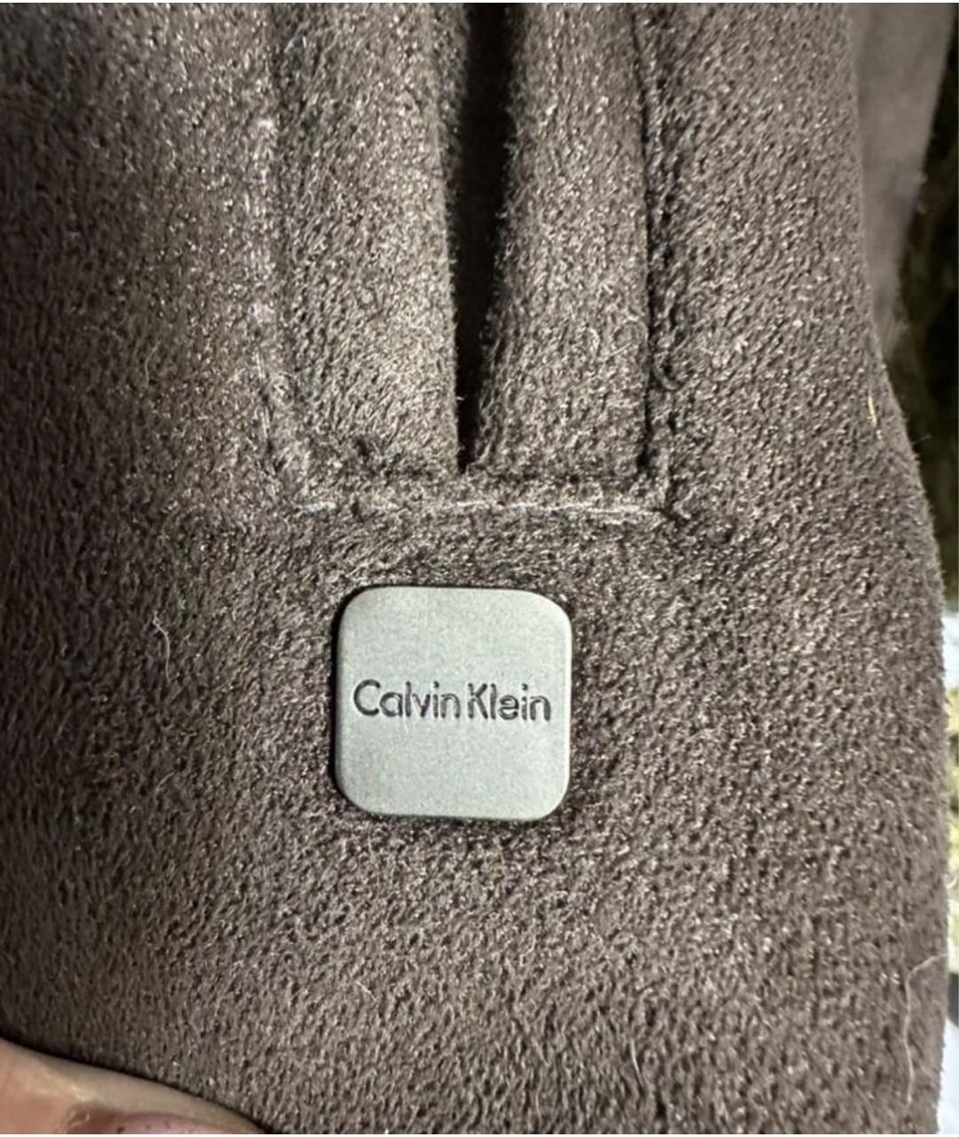 CALVIN KLEIN Коричневая полиэстеровая дубленка/шуба, фото 4