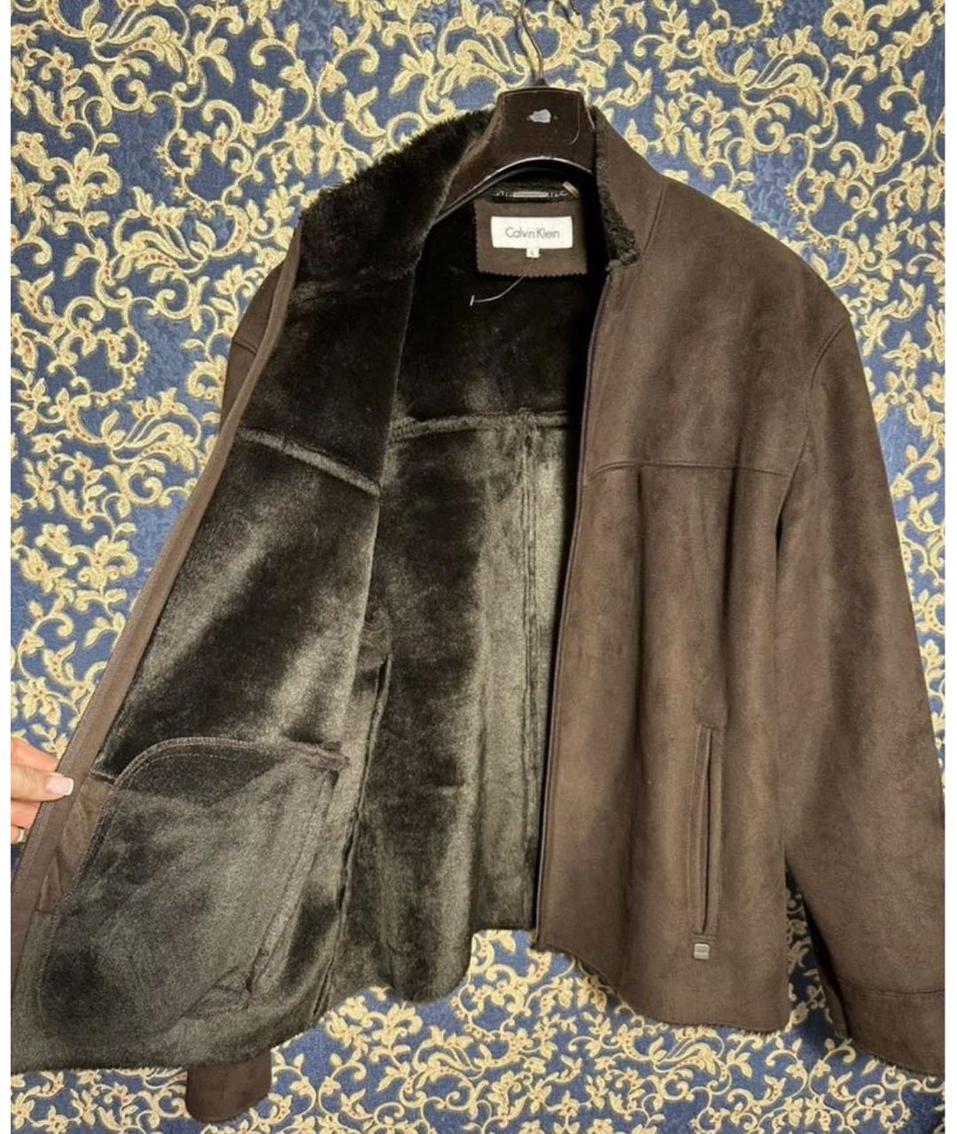 CALVIN KLEIN Коричневая полиэстеровая дубленка/шуба, фото 3