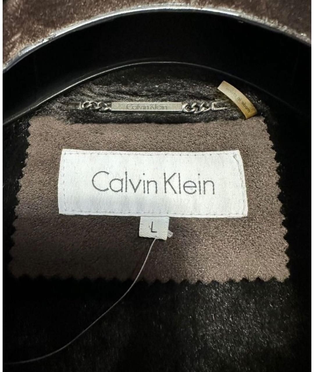 CALVIN KLEIN Коричневая полиэстеровая дубленка/шуба, фото 8