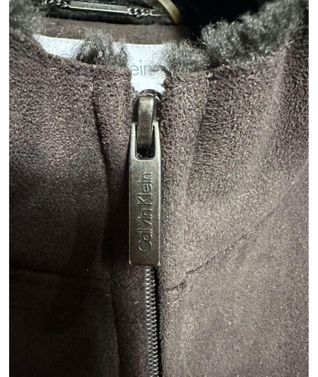 CALVIN KLEIN Коричневая полиэстеровая дубленка/шуба, фото 5