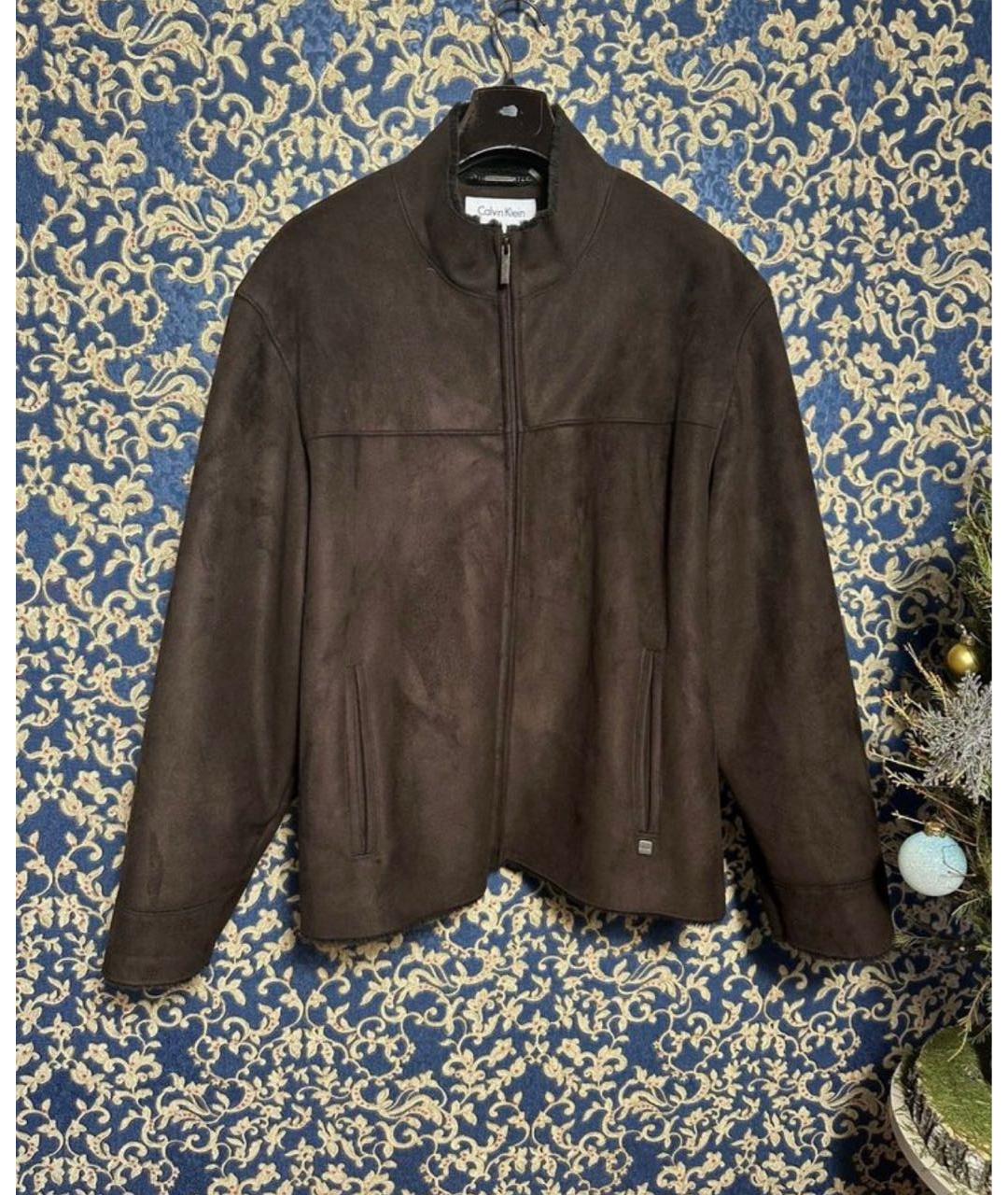 CALVIN KLEIN Коричневая полиэстеровая дубленка/шуба, фото 9
