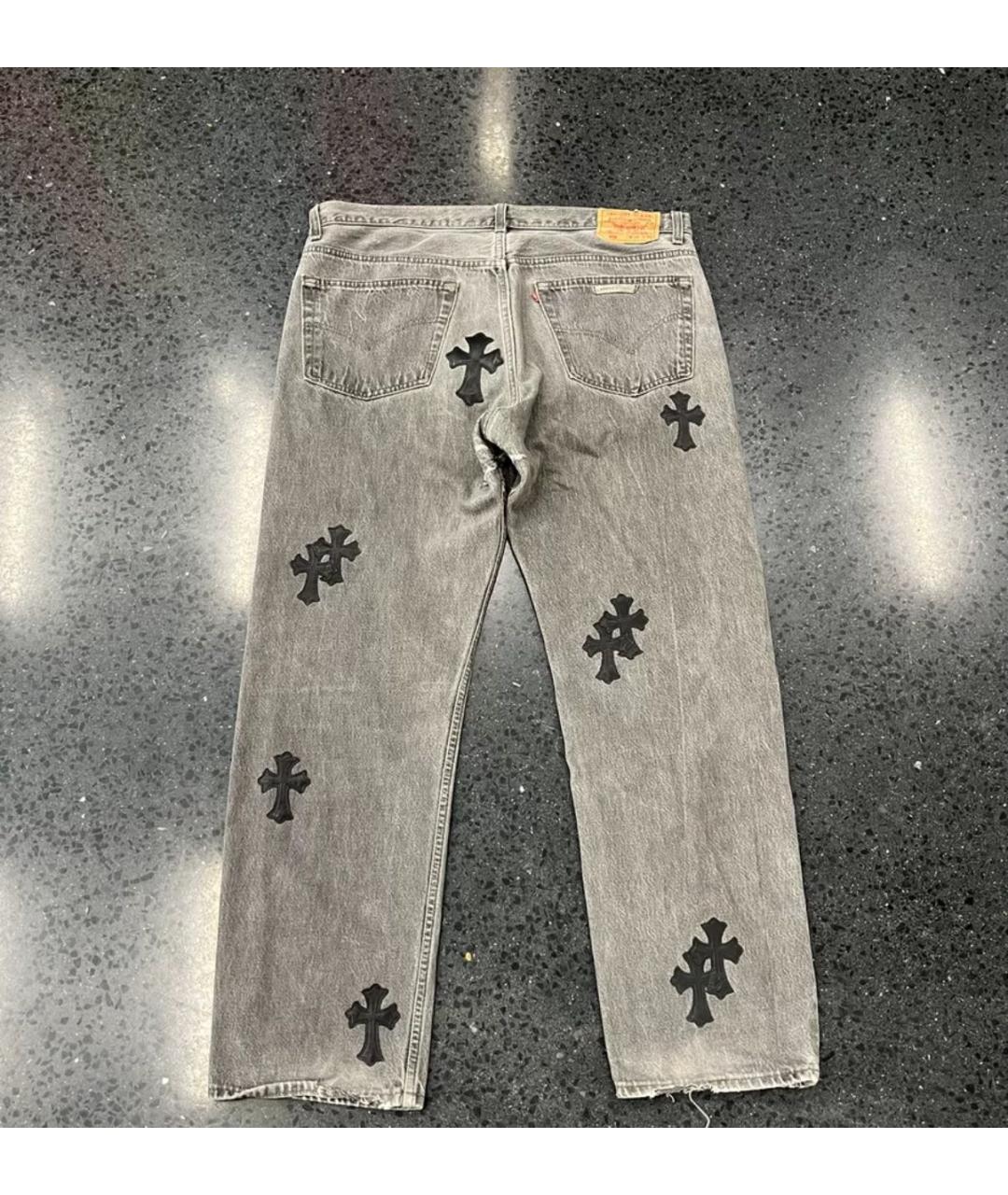 CHROME HEARTS Антрацитовые прямые джинсы, фото 2