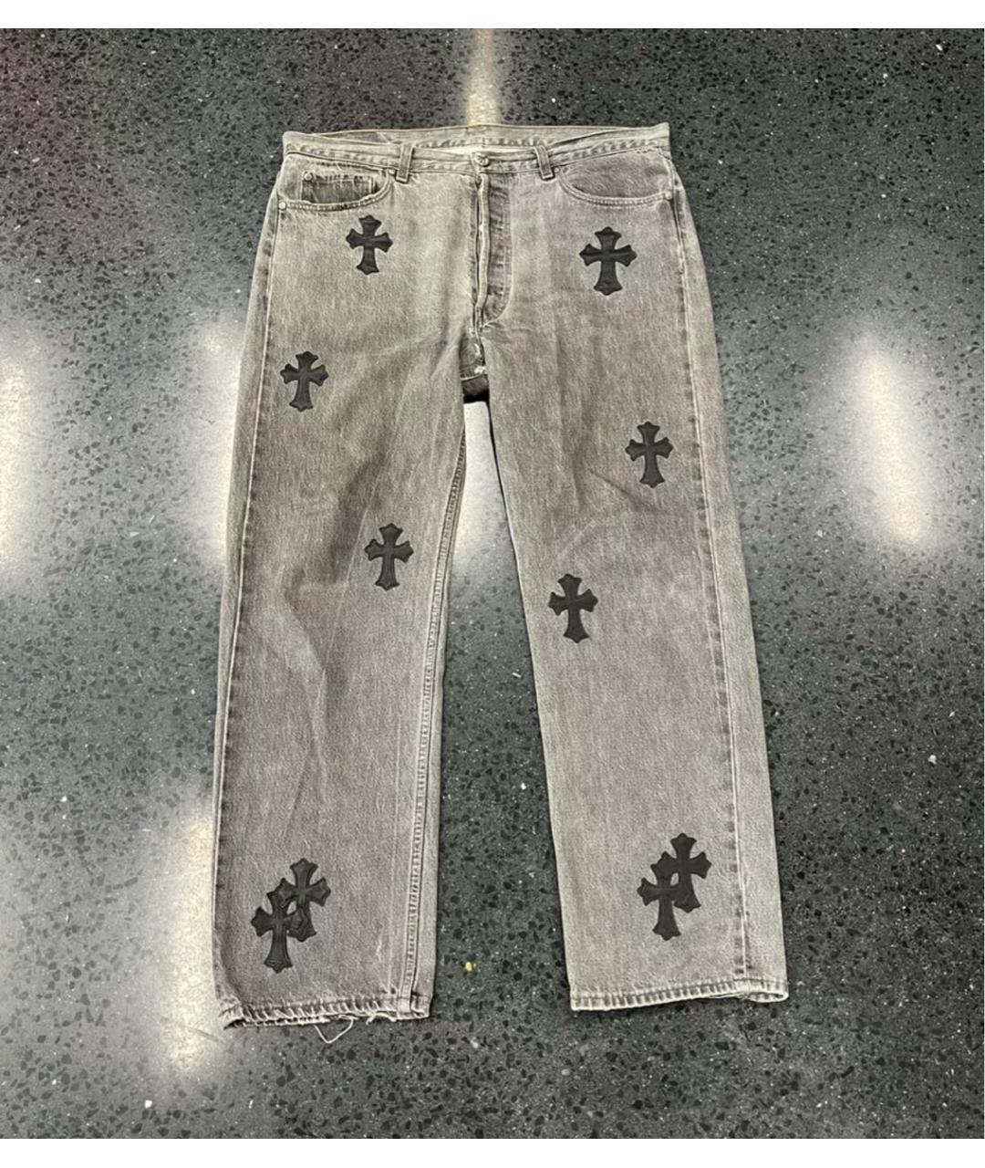 CHROME HEARTS Антрацитовые прямые джинсы, фото 7