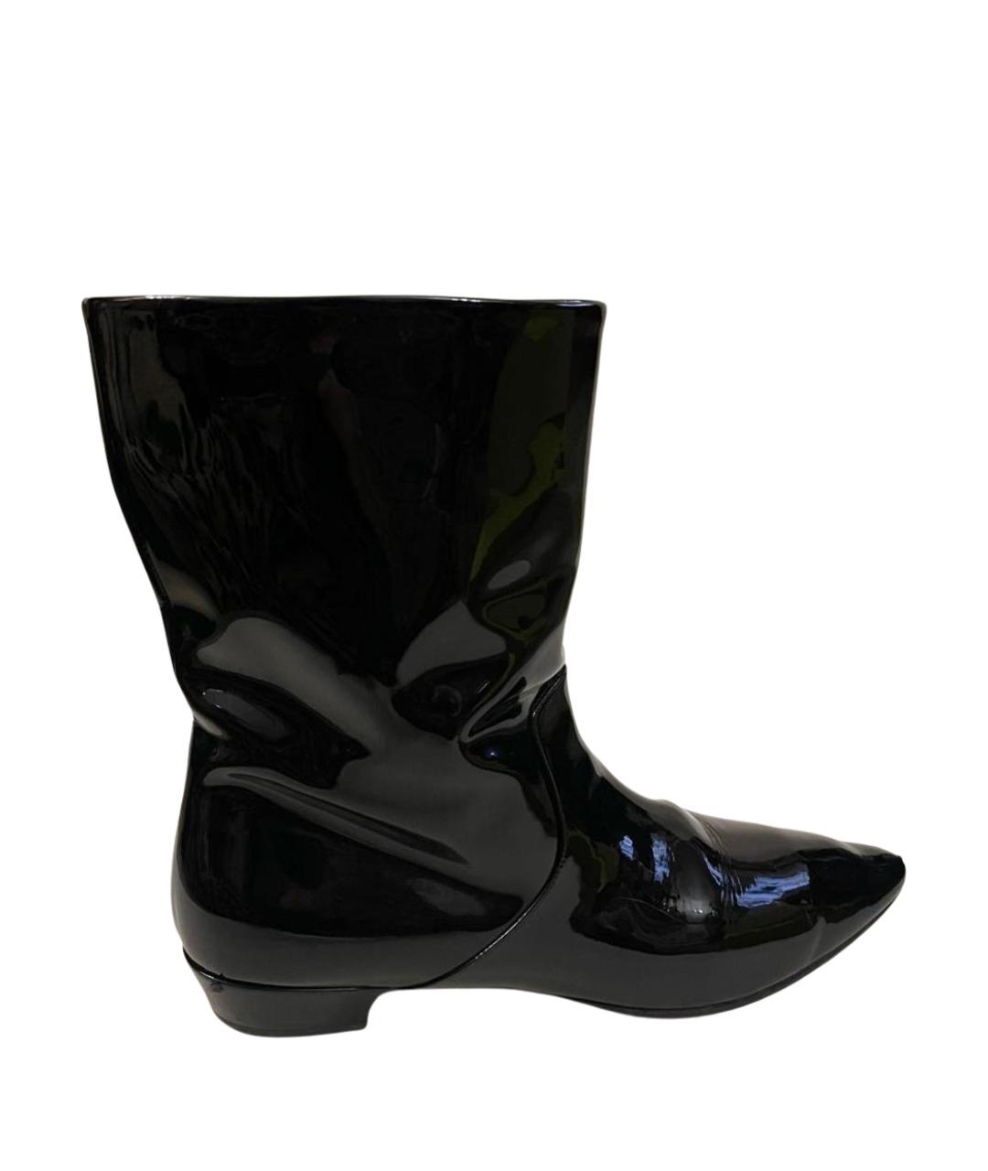 MIU MIU Черные сапоги из лакированной кожи, фото 1