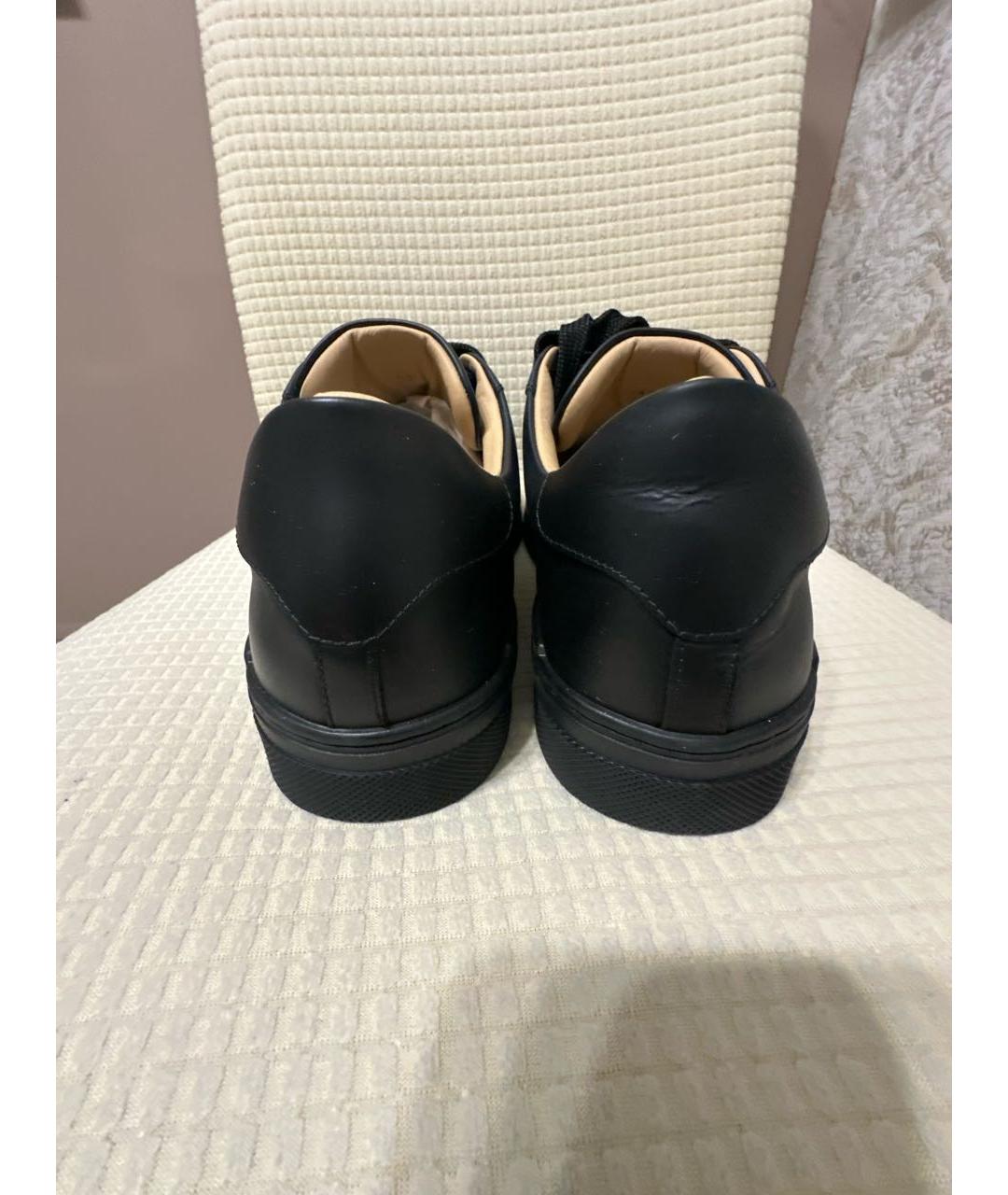 PHILIPP PLEIN Черные кожаные низкие кроссовки / кеды, фото 4