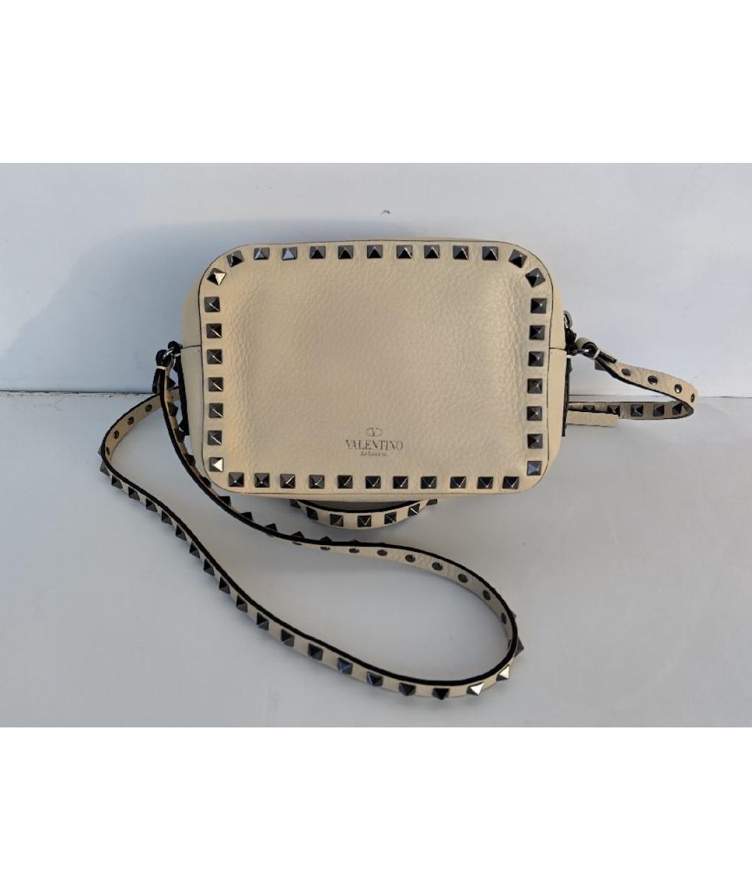 VALENTINO Бежевая кожаная сумка через плечо, фото 10