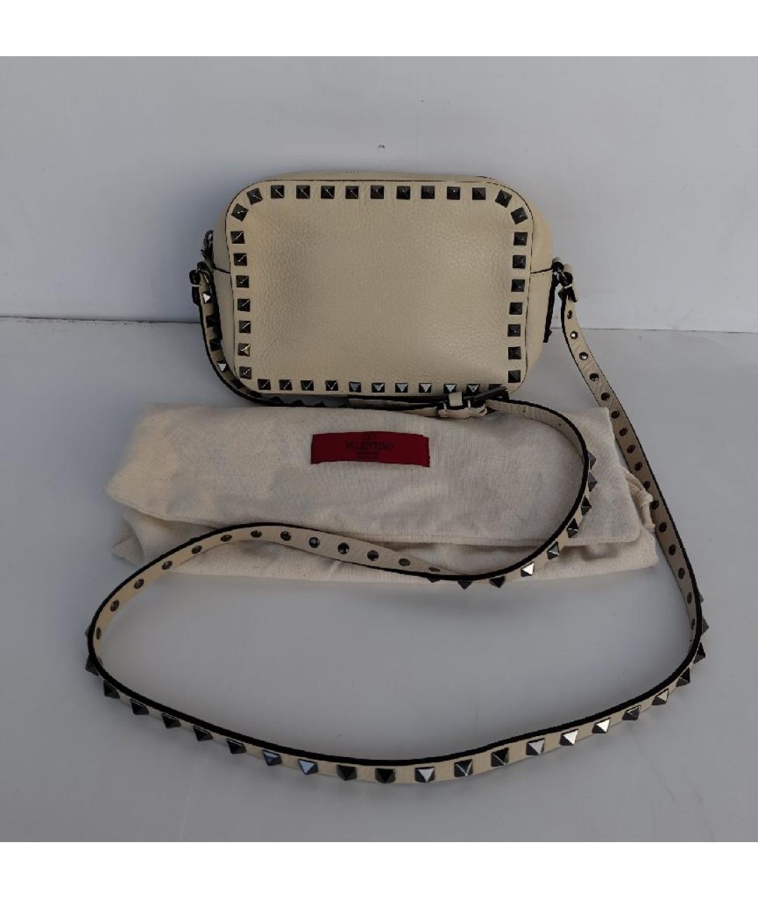 VALENTINO Бежевая кожаная сумка через плечо, фото 9