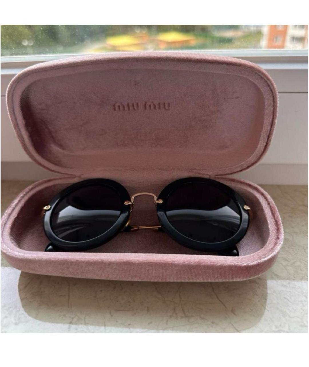 MIU MIU Черные пластиковые солнцезащитные очки, фото 4