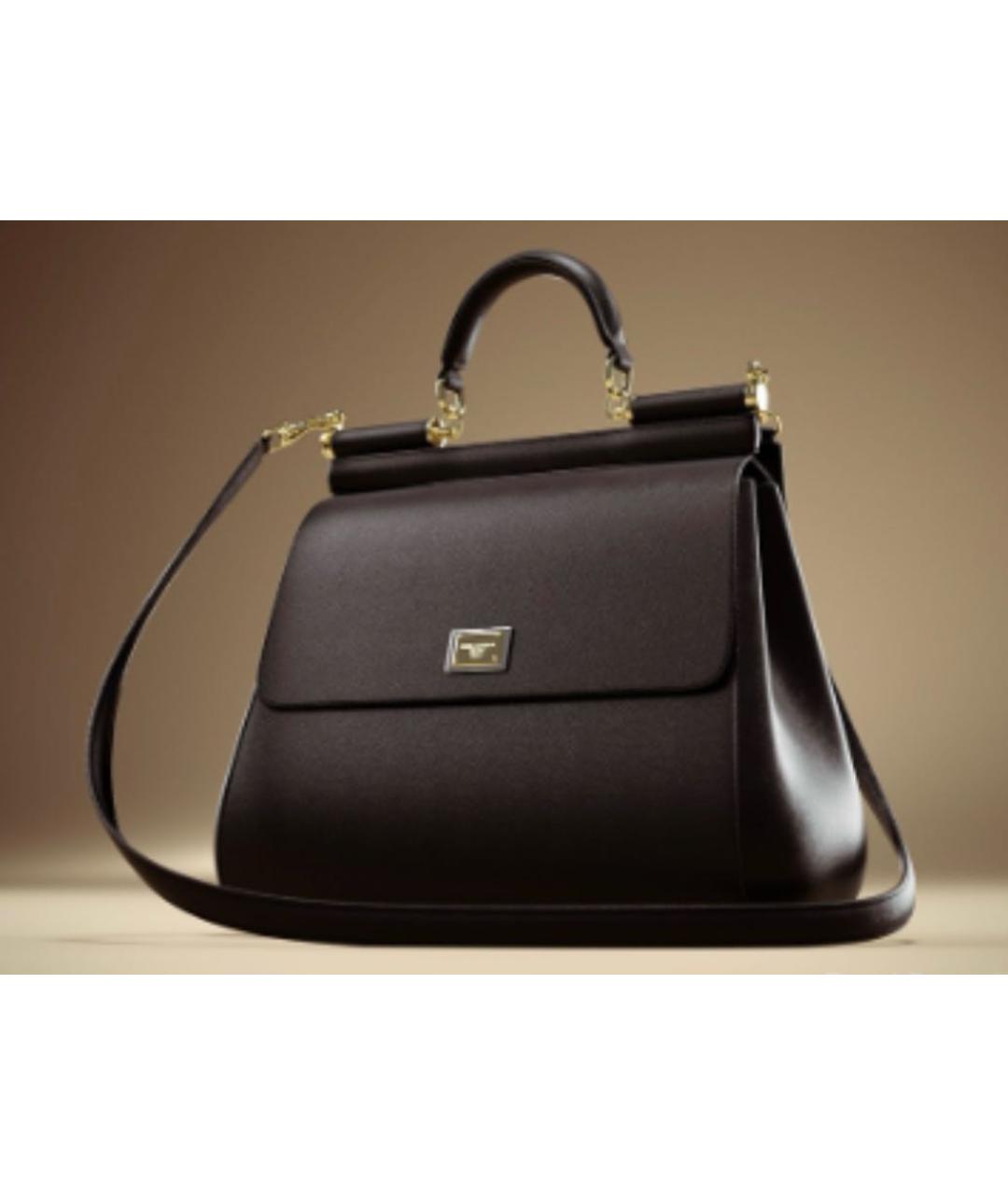 DOLCE&GABBANA Черная кожаная сумка с короткими ручками, фото 7