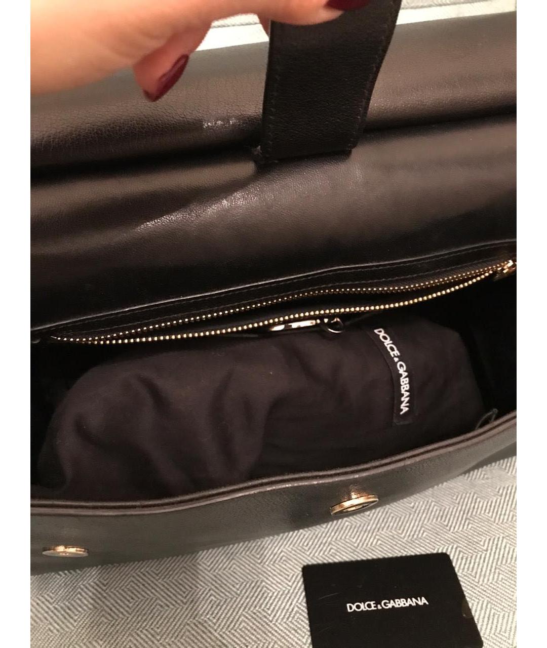 DOLCE&GABBANA Черная кожаная сумка с короткими ручками, фото 3