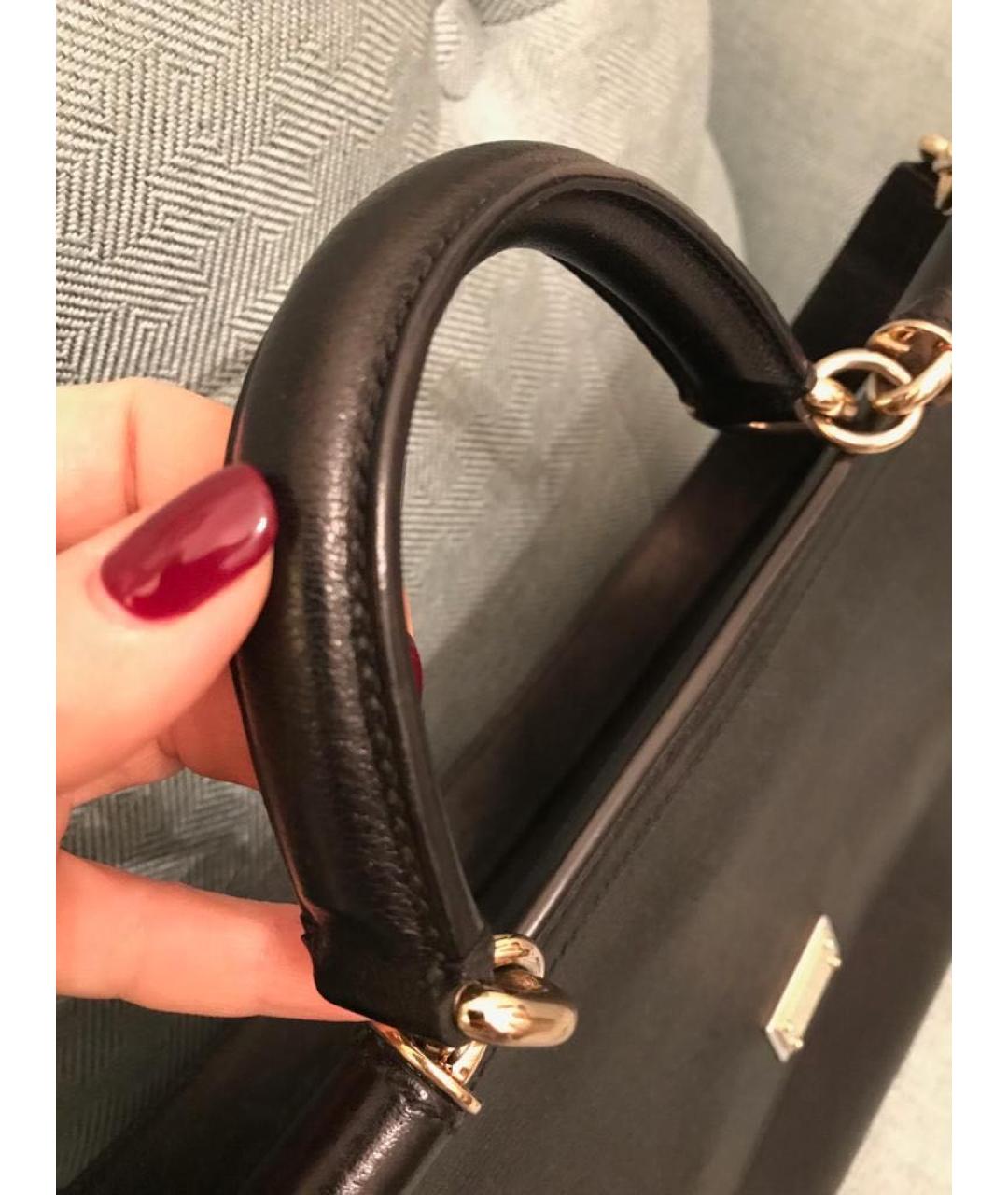 DOLCE&GABBANA Черная кожаная сумка с короткими ручками, фото 5