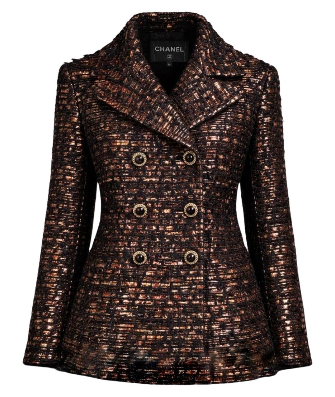 CHANEL Черный твидовый жакет/пиджак, фото 1