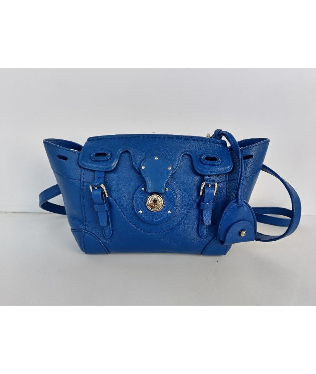 RALPH LAUREN Синяя кожаная сумка через плечо, фото 10
