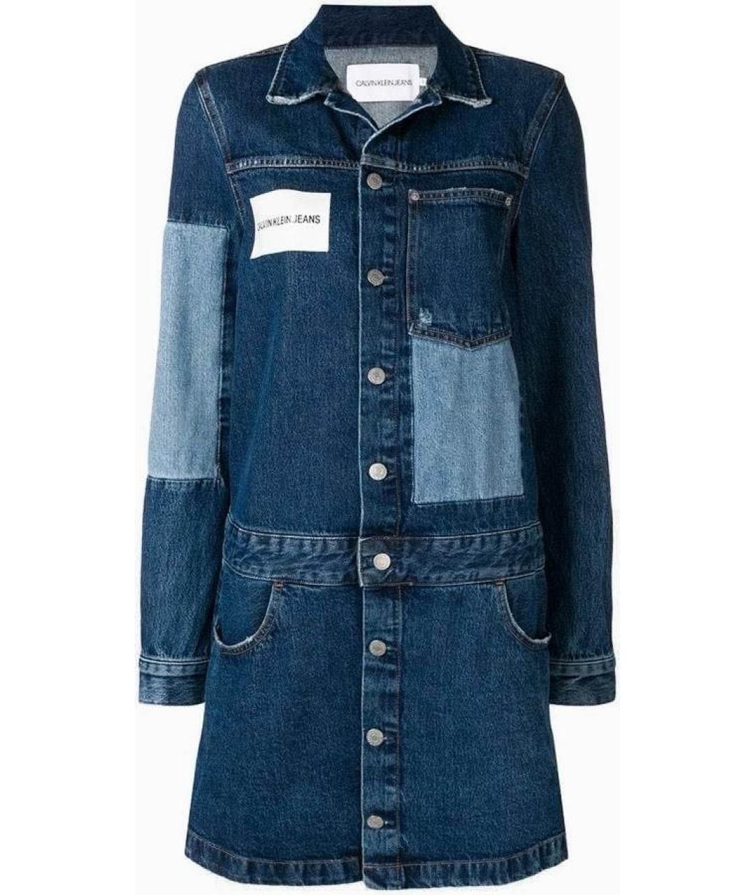 CALVIN KLEIN Голубое деним пальто, фото 9