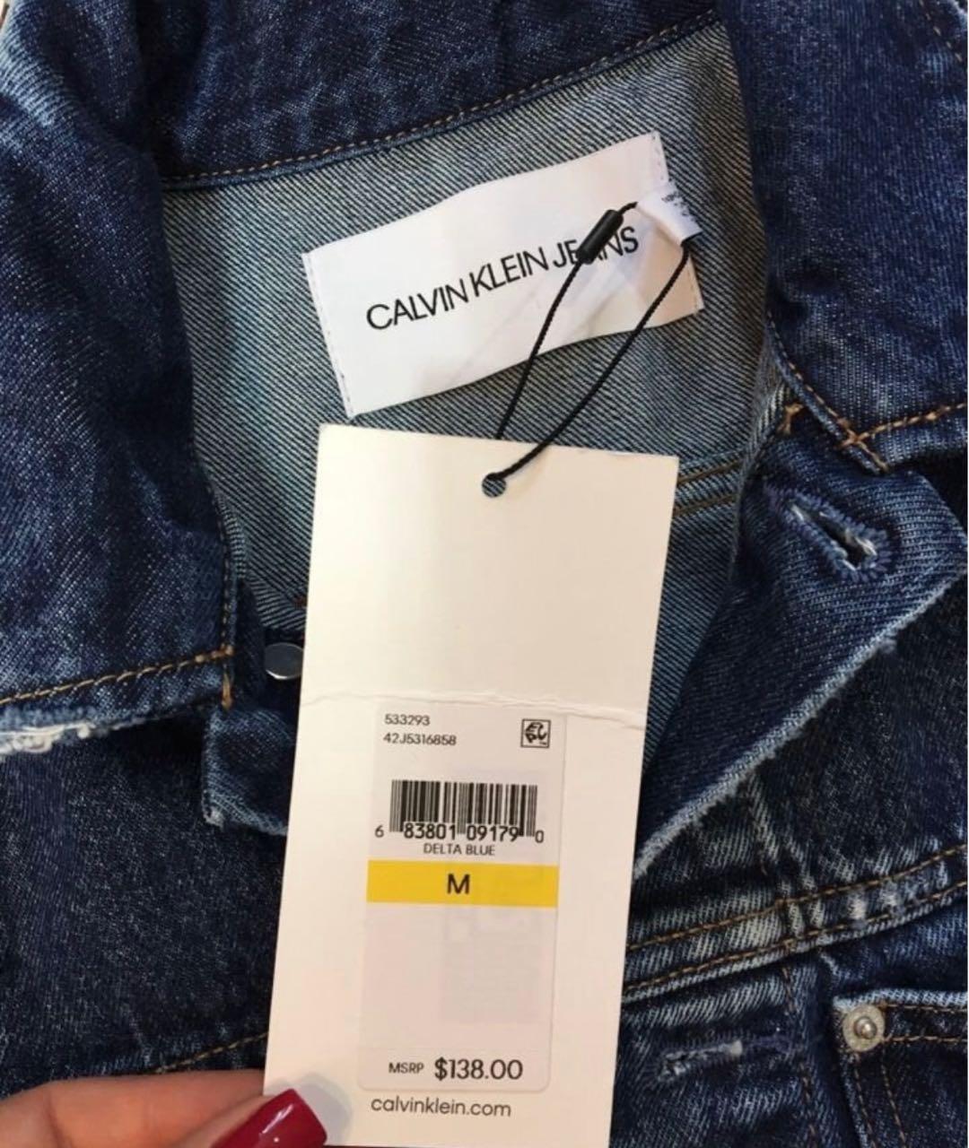 CALVIN KLEIN Голубое деним пальто, фото 5