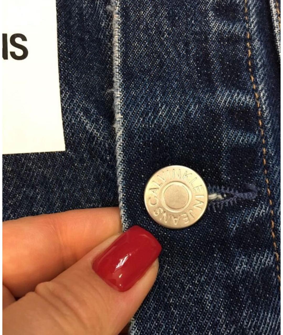 CALVIN KLEIN Голубое деним пальто, фото 6