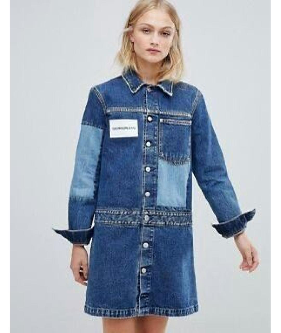 CALVIN KLEIN Голубое деним пальто, фото 3