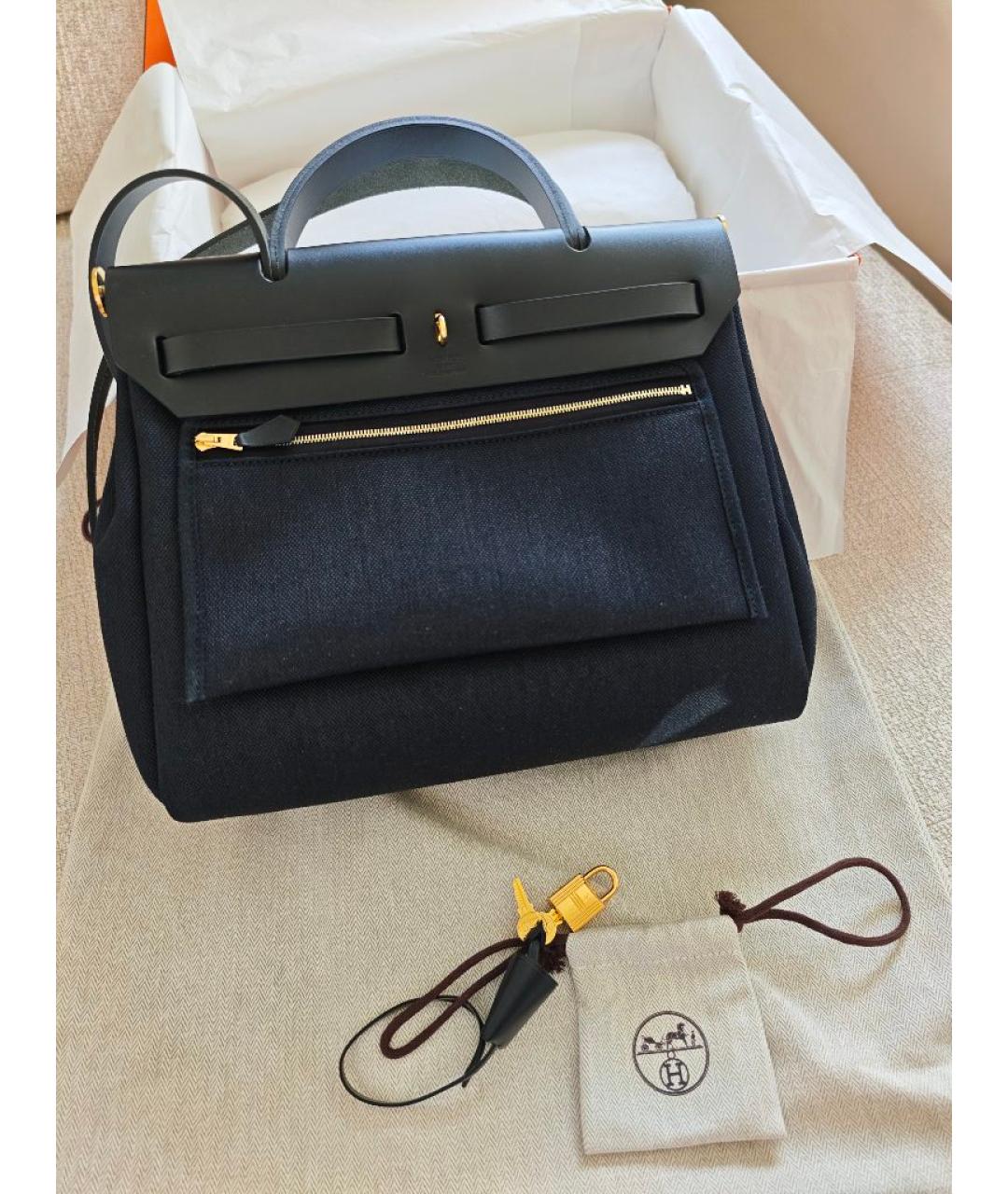 HERMES Черная тканевая сумка через плечо, фото 8