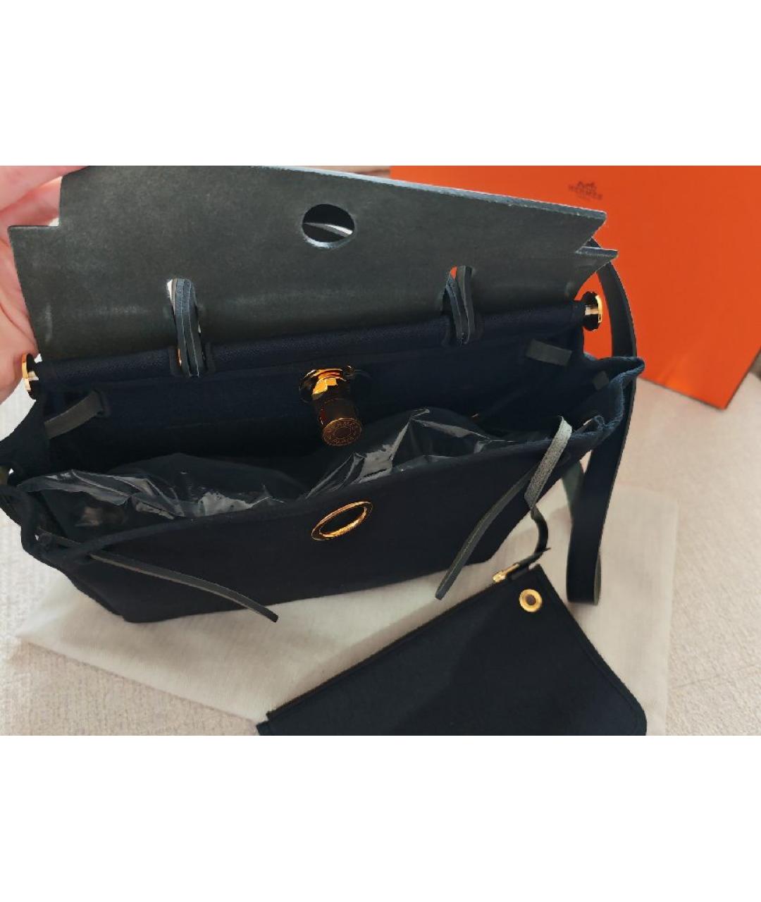 HERMES Черная тканевая сумка через плечо, фото 4