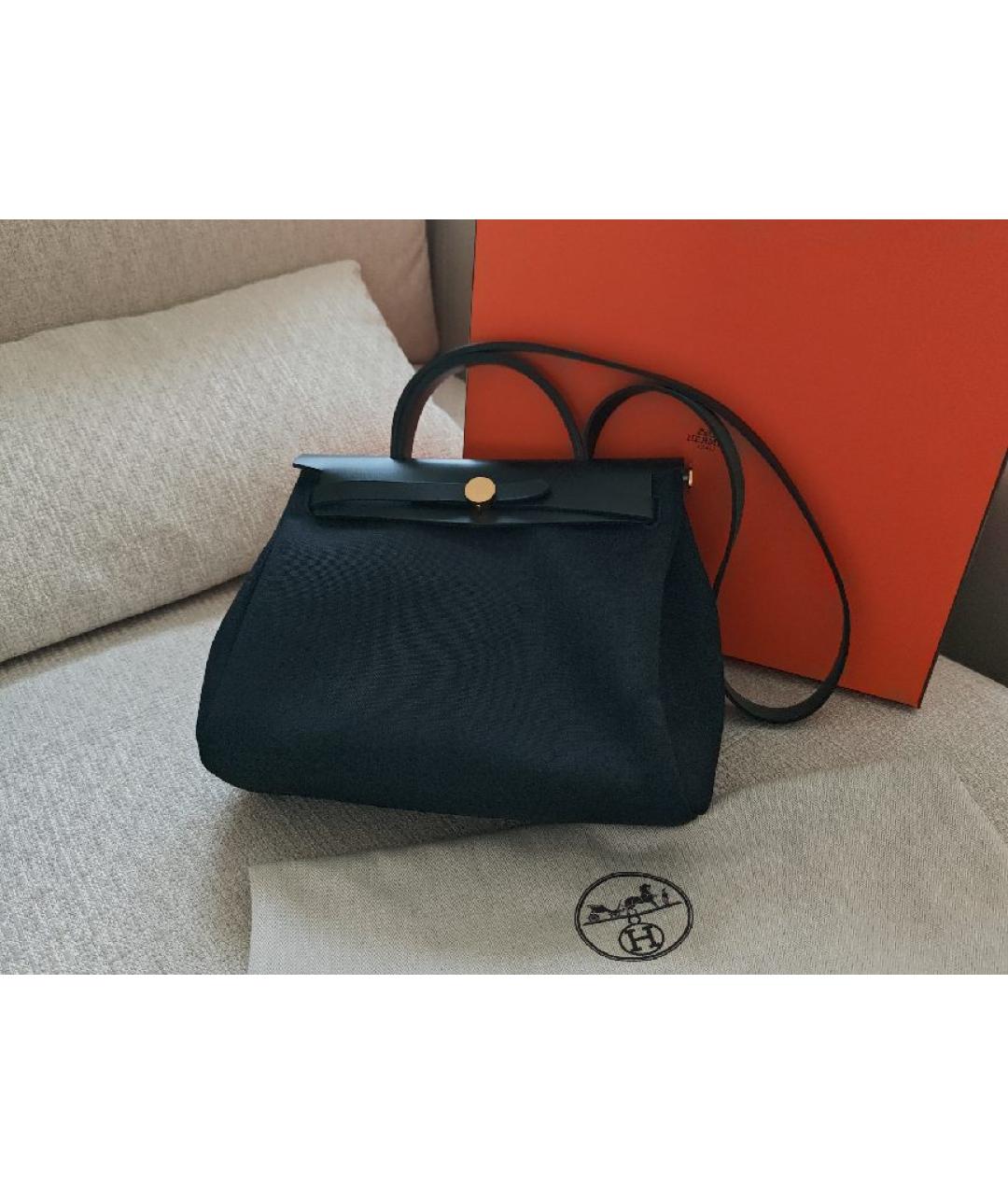 HERMES Черная тканевая сумка через плечо, фото 2