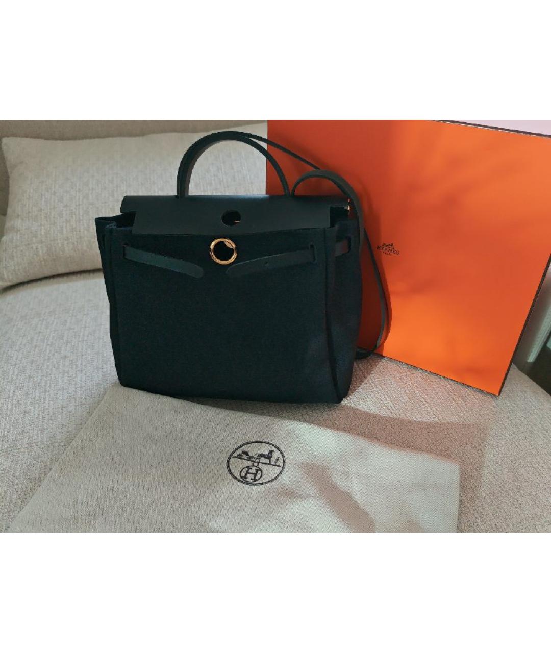 HERMES Черная тканевая сумка через плечо, фото 5