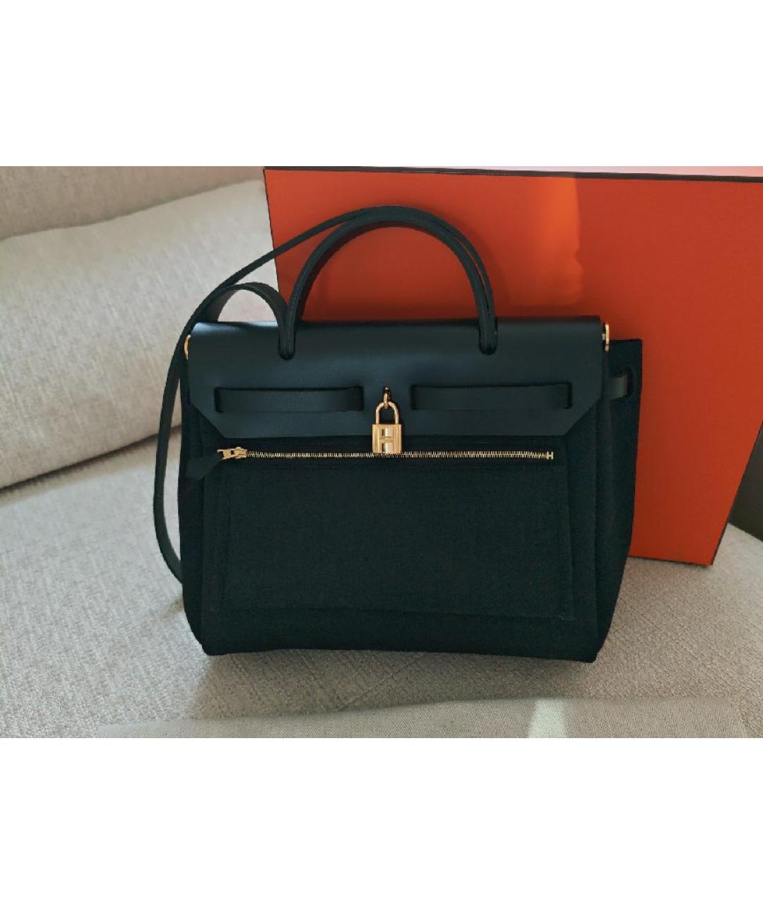 HERMES Черная тканевая сумка через плечо, фото 3