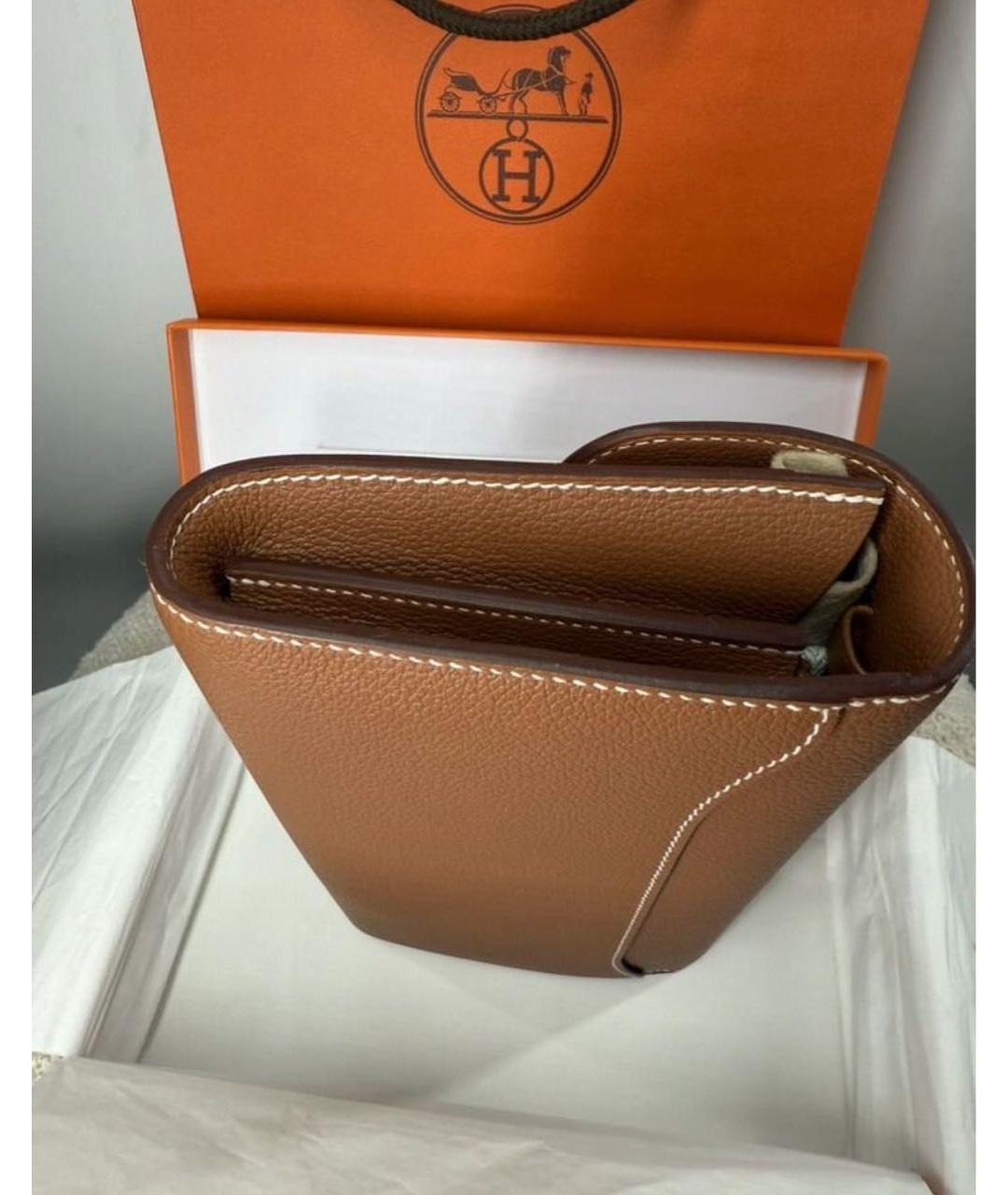 HERMES Коричневая кожаная сумка через плечо, фото 6